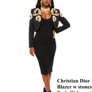 Dior Black Blazer with Vibrant Embellishments